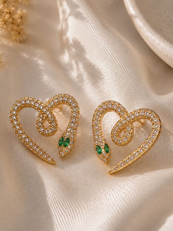 Serpentina Emerald Heart Earrings