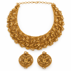 Nayab Handcrafted Floral Necklace & Earrings Set