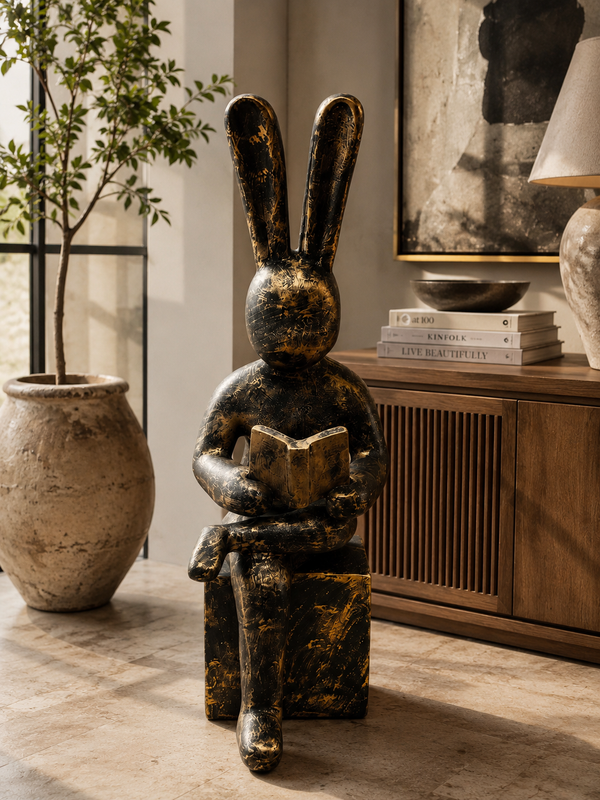 The Quiet Reader Rabbit Sculpture
