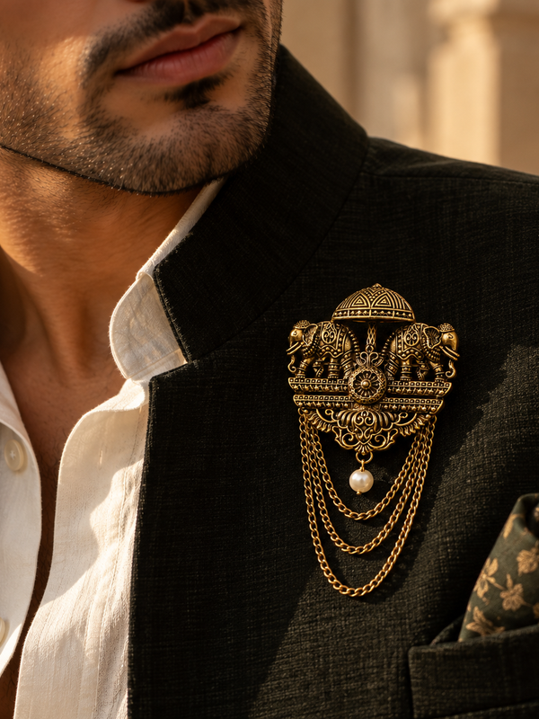 Rajvansh Royal Elephant Brooch