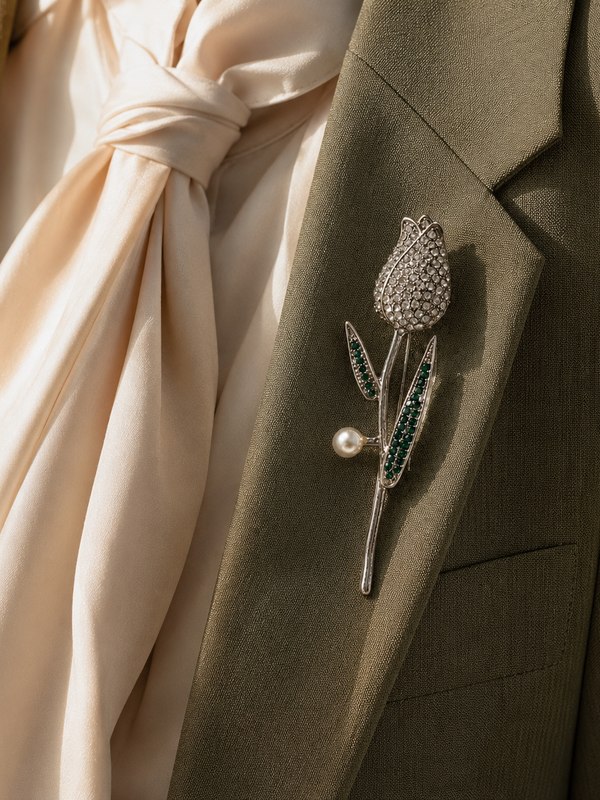 Emerald Bloom Tulip Brooch