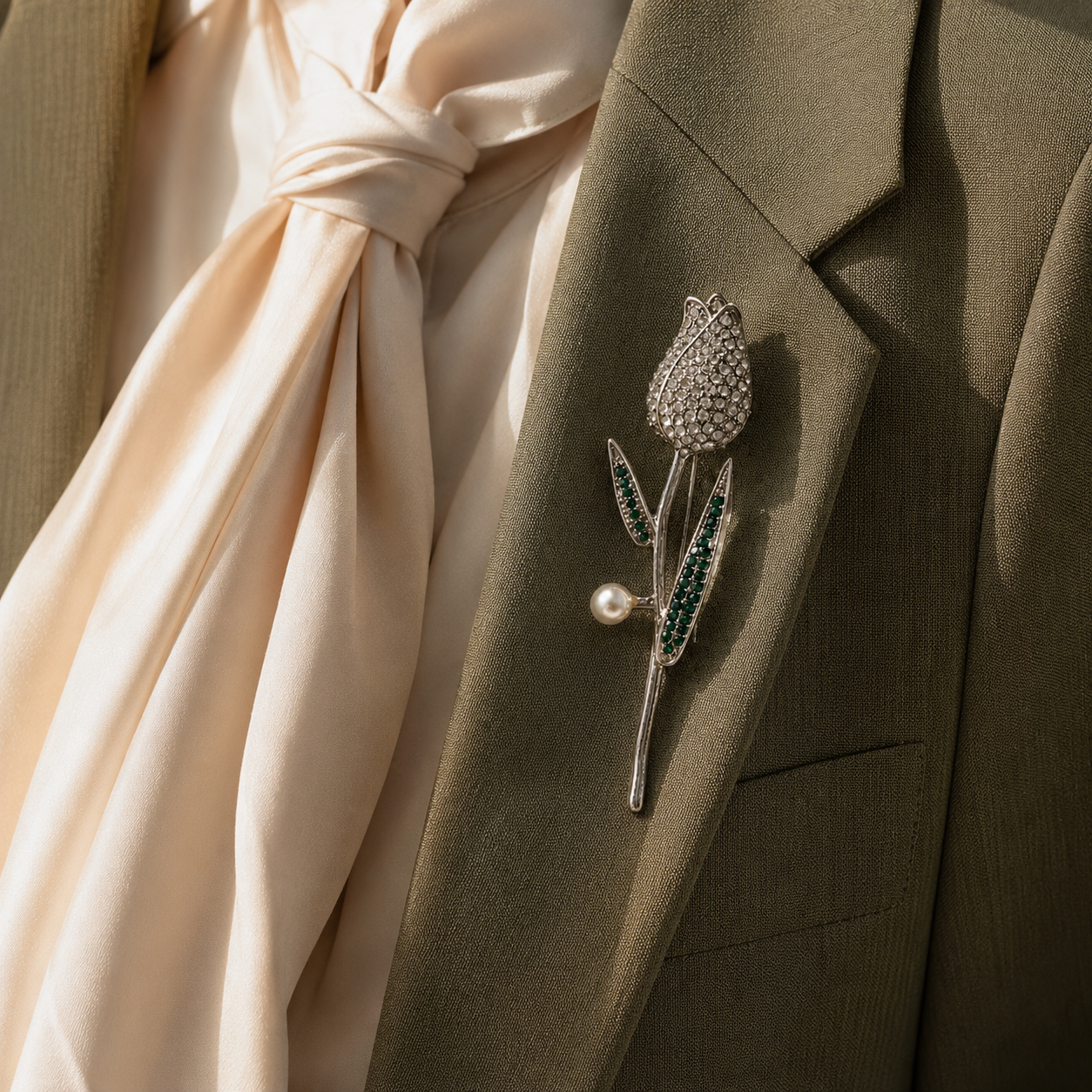 Emerald Bloom Tulip Brooch