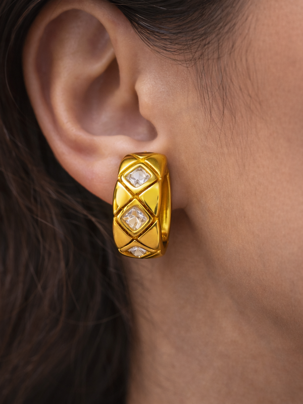 Elara Pavé Disc Stud Earrings