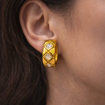 Elara Pavé Disc Stud Earrings