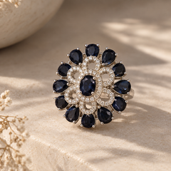 Neelam Sapphire Bloom Statement Ring