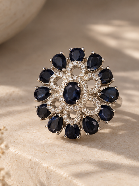 Neelam Sapphire Bloom Statement Ring
