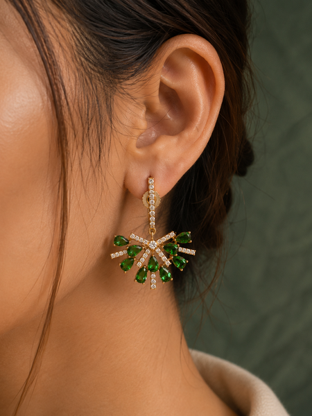 Ziya Emerald Fan Earrings