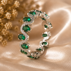 Emerald Wave Eternity Ring