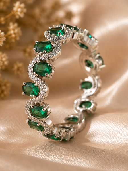 Emerald Wave Eternity Ring