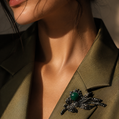 Verdant Noir Floral Brooch