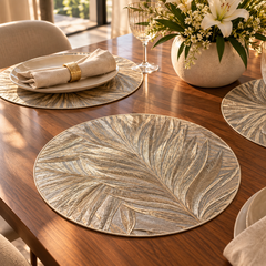 Golden Canopy Dining Set – 1 Runner + 6 Table Mats