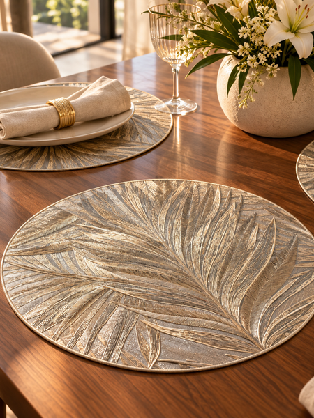 Golden Palm Round Table Mats – Set of 6