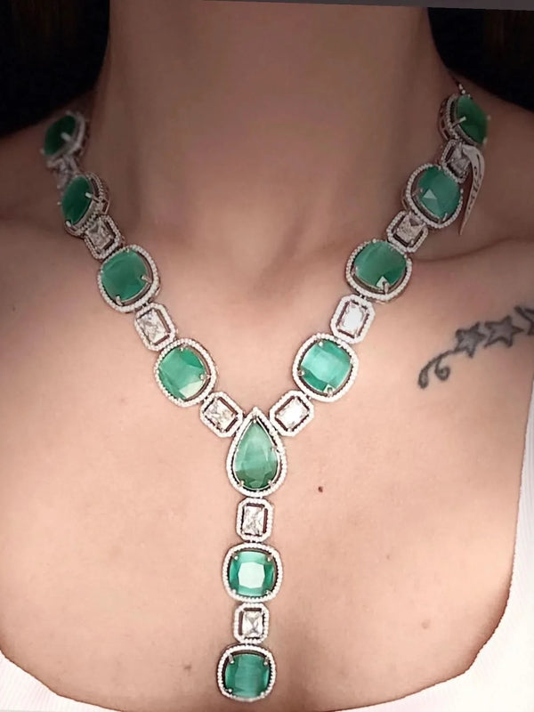 Aqua Glint Diamond Necklace Set