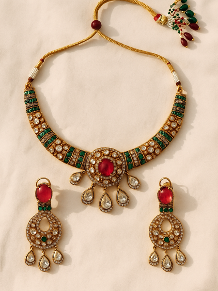 Ruby Emerald Choker Set