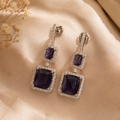 Amara Amethyst Geometric Drop Earrings
