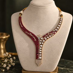 Noor Ruby Polki Necklace & Earrings Set