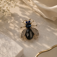 Midnight Beetle Crystal Brooch