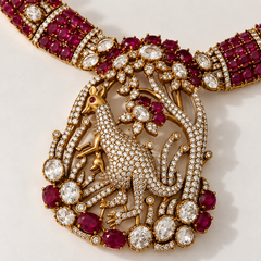 Mayurika Ruby Polki Necklace & Earrings Set
