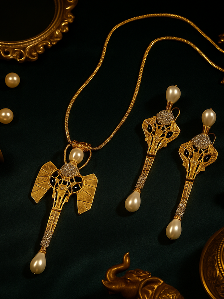 Elephant Pearl Necklace Set