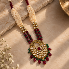 Meher Ruby & Emerald Polki Mala Necklace Set