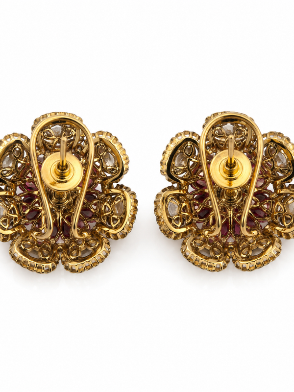 Mehr Ruby Kundan Floral Studs