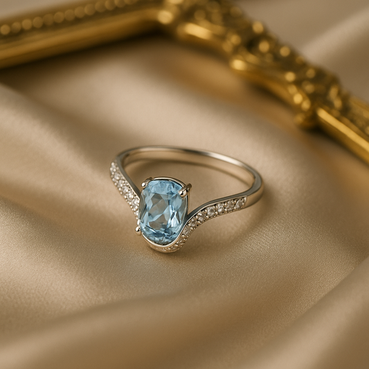 Azure Glow Solitaire Ring