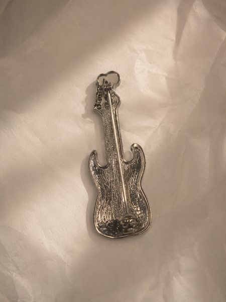Rockstar Crystal Guitar Brooch