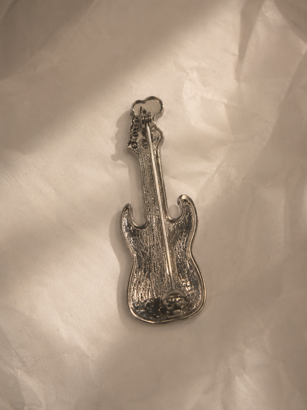 Rockstar Crystal Guitar Brooch