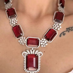 Regal Ruby Diamond Necklace Set