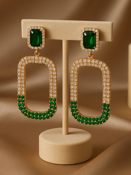 Emerald Aura Drop Earrings