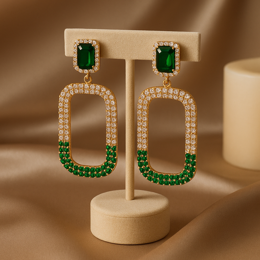 Emerald Aura Drop Earrings