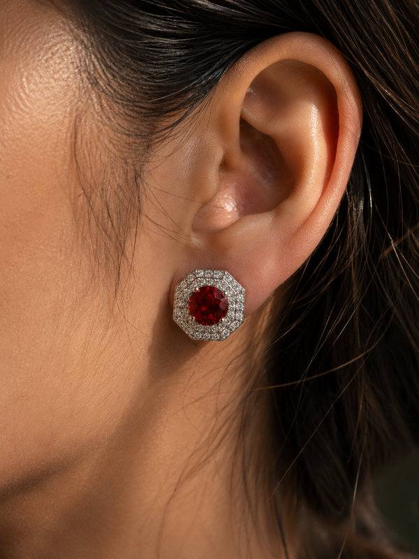 Scarlet Halo Stud Earrings