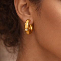 Solene Gold Oval Hoop Earrings