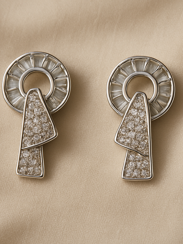 Aurelia Geo Halo Diamond Earrings