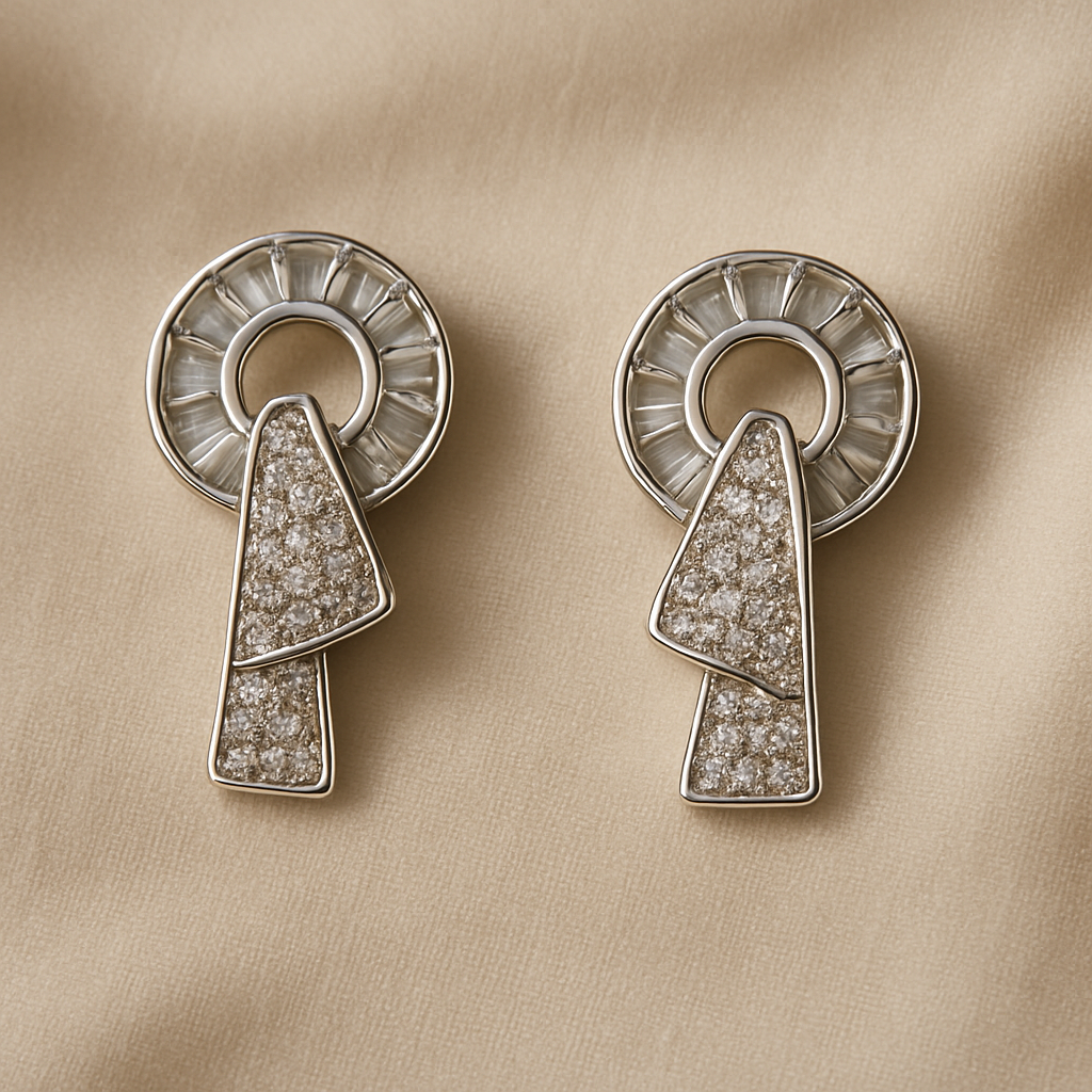 Aurelia Geo Halo Diamond Earrings