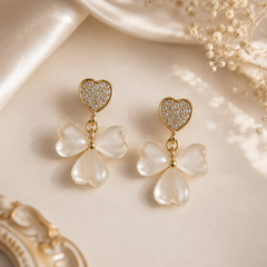 Amora Mother of Pearl Clover Drop Earrings