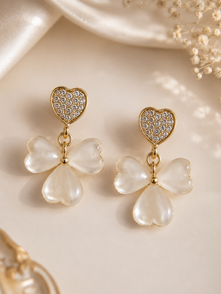 Amora Mother of Pearl Clover Drop Earrings