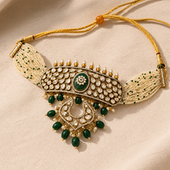Zehra Emerald Kundan Choker & Chandbali Earrings Set