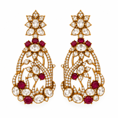 Mayurika Ruby Polki Necklace & Earrings Set