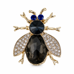 Midnight Beetle Crystal Brooch