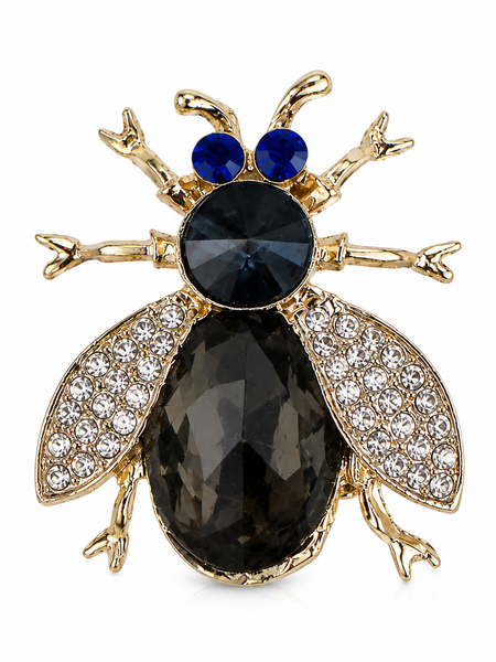 Midnight Beetle Crystal Brooch