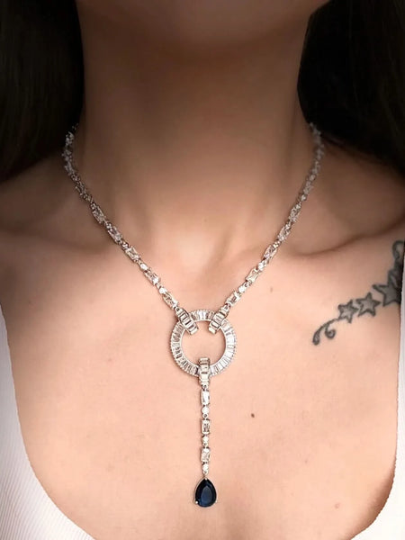 Celestial Diamond Neelam Necklace Set