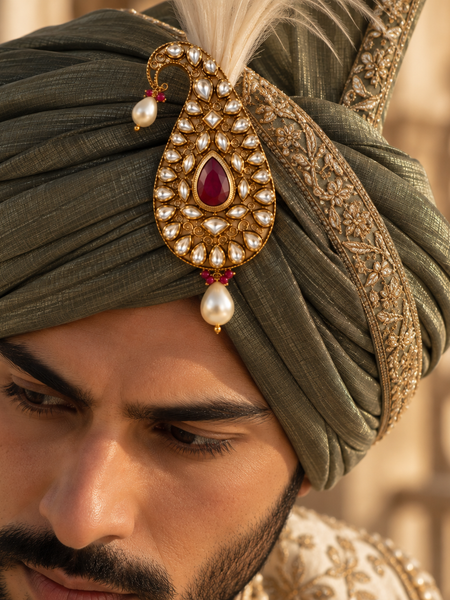 Aariz Ruby Kundan Men’s Kalgi