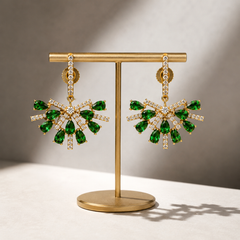 Ziya Emerald Fan Earrings