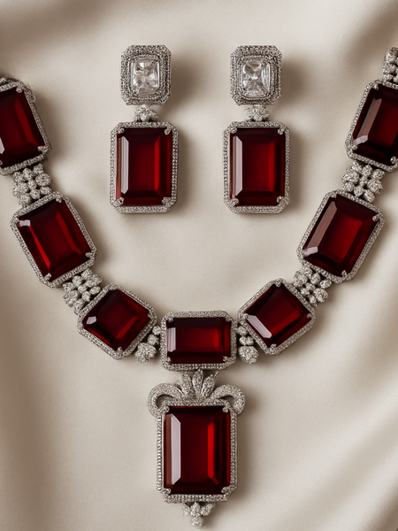 Regal Ruby Diamond Necklace Set