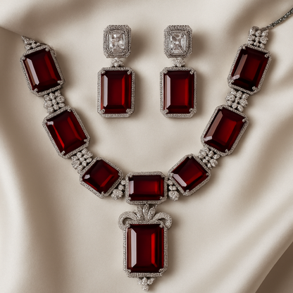 Regal Ruby Diamond Necklace Set