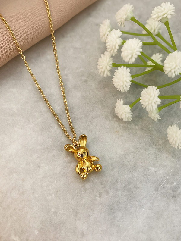 Gold Teddy Bear Pendant Necklace