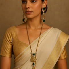Emerald Nandi Heritage Necklace & Earrings Set