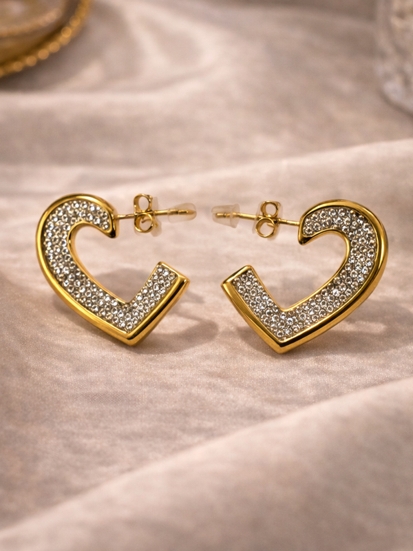 Amour Crystal Heart Stud Earrings