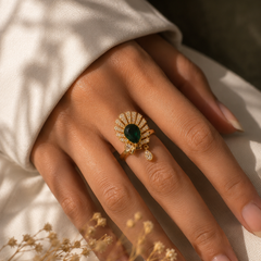 Zariya Emerald Fan Statement Ring